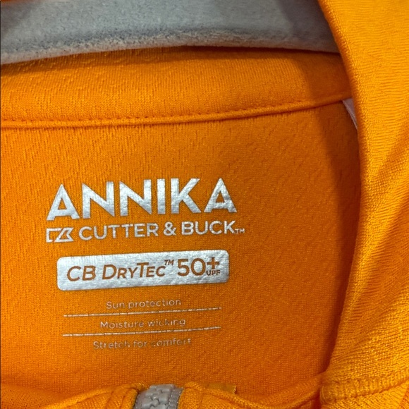 ANNIKA Cutter & Buck Women's Bright Orange Quarter-Zip Long Sleeve - Picture 2 of 9
